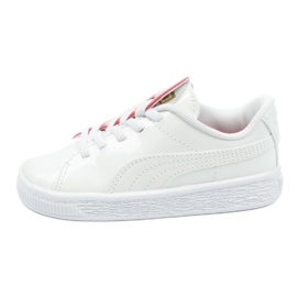 Puma Basket Crush Patent Bébé Jr 369675 01 blanche bleu Puma Basket Crush Patent Bébé Jr 369675 01 blanche bleu