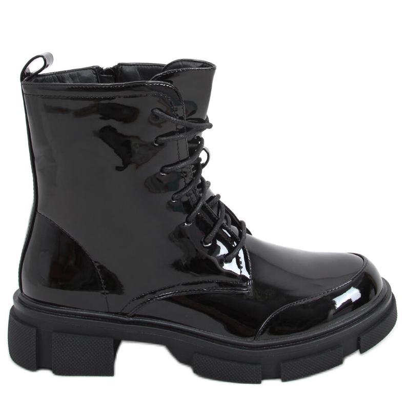 Bottines laquées à lacets Ress Noir le noir