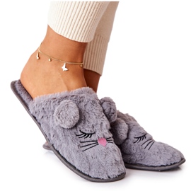 PE1 Chaussons Souris Doux Avec Oreilles Luise Grises PE1 Chaussons Souris Doux Avec Oreilles Luise Grises