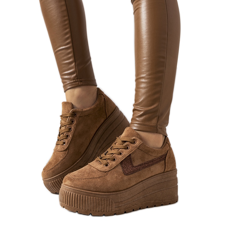 Baskets marron à semelle botanique haute brun