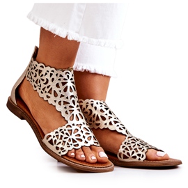 Lewski Shoes Sandales Cuir Ajourées Lewski 2699/2 Doré d'or