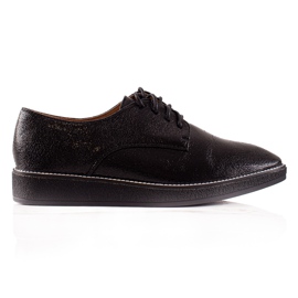 TRENDI Chaussures à lacets scintillantes le noir