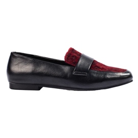 Bottines noires et bordeaux avec fourrure