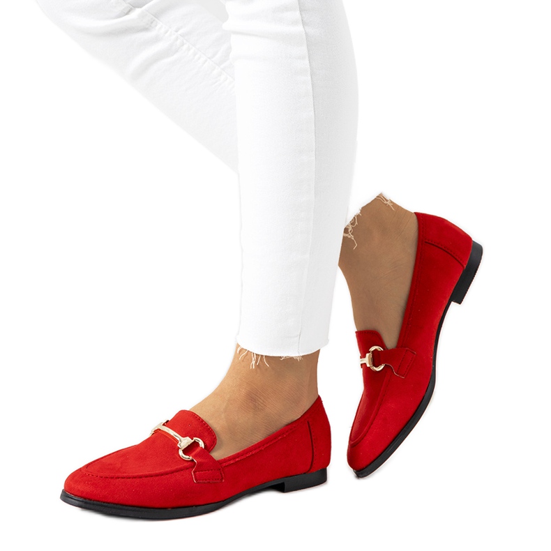 Les mocassins à talon plat rouges de Tracy Les mocassins à talon plat rouges de Tracy