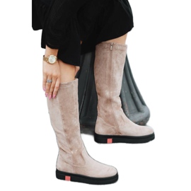 Bottines beiges sur semelle compensée Lea recouverte