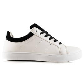 TRENDI Chaussures de sport blanches avec cuir écologique noir