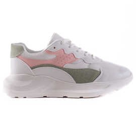 TRENDI Baskets blanches décontractées rose vert
