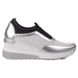 Baskets ajourées VINCEZA blanche argent