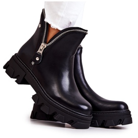 WS1 Bottes en cuir avec fermetures éclair noires décoratives Deborah le noir WS1 Bottes en cuir avec fermetures éclair noires décoratives Deborah le noir