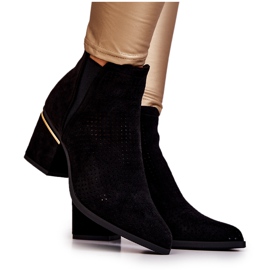 PS1 Santiags noires ajourées en daim Helloni