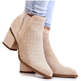 PS1 Santiags Ajourées Daim Beige clair Helloni