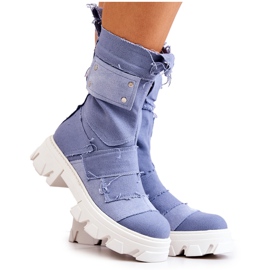 PS1 Chaussons High Workers sur une fermeture éclair Nerisa bleue