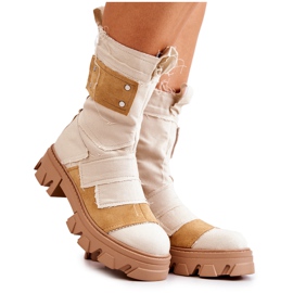 PS1 Bottes Hautes Travailleurs Sur Une Fermeture Éclair Nerisa Beige jaune