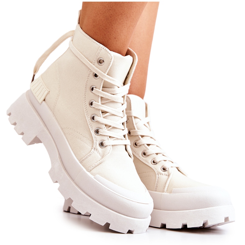 PS1 Bottes de randonnée nouées beiges Faithfull écru