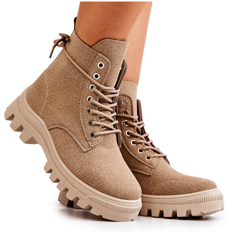 PS1 Bottes en daim nouées Hurricane beige foncé