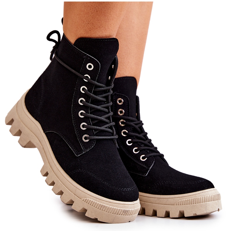 PS1 Bottes en daim à nouer ouragan noir le noir