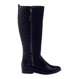 BM Bottines matelassées vernies noires pour femme 1800