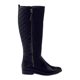 BM Bottines matelassées vernies noires pour femme 1800 le noir