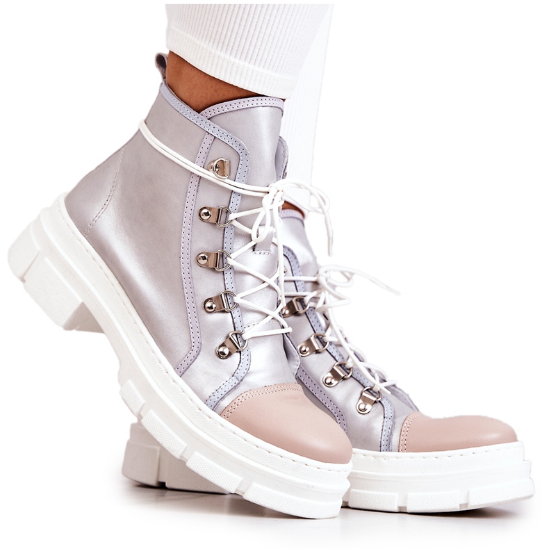 PK1 Bottes en cuir argentées Letty beige