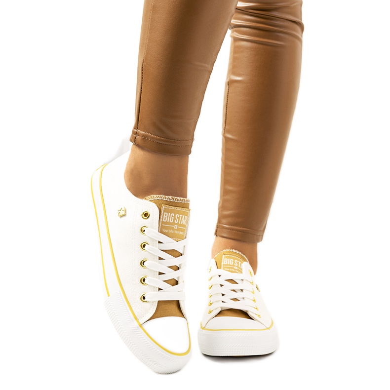 Baskets femme Big Star blanches HH274458 beige