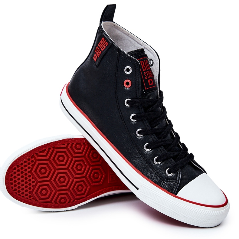 Baskets montantes en cuir pour hommes Big Star JJ174070 Noir le noir Baskets montantes en cuir pour hommes Big Star JJ174070 Noir le noir