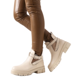 Bottes beiges sur la plateforme Huff
