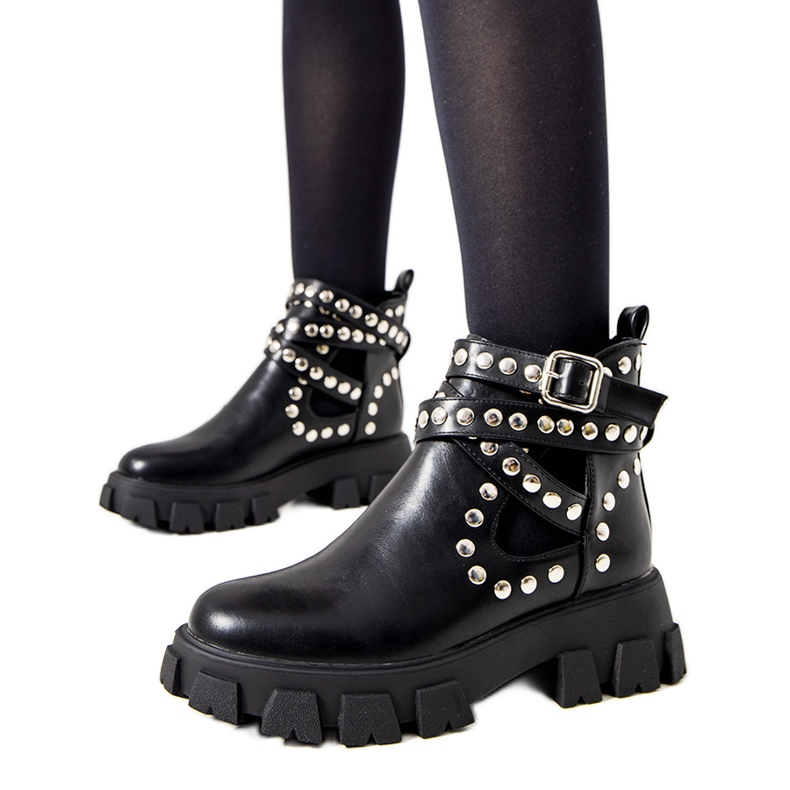 Boots noires à clous Kinney le noir