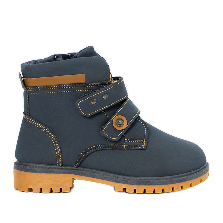 Bottines enfant bleu marine Marcil jaune