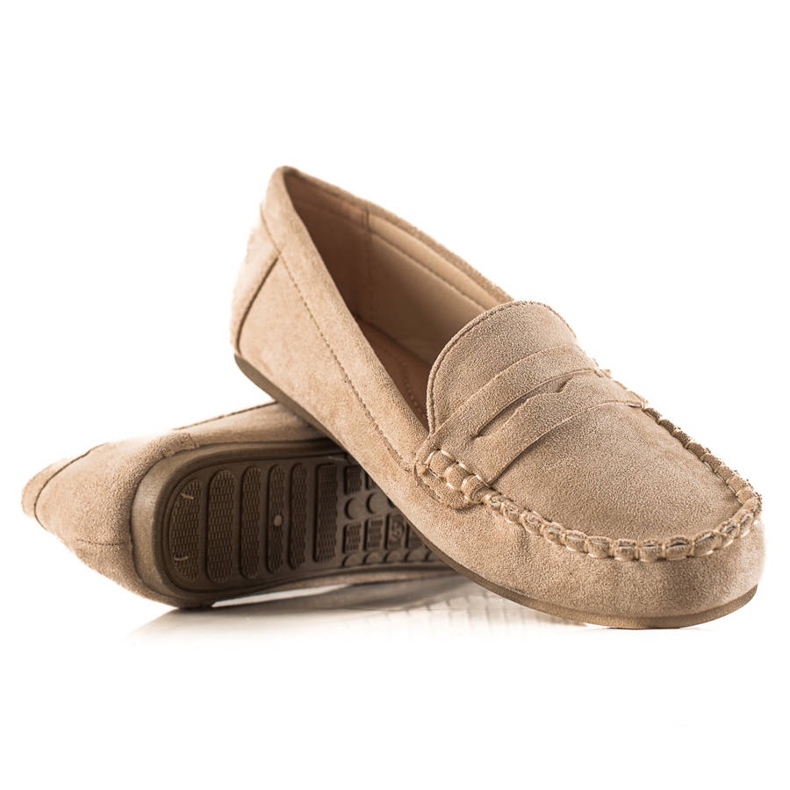 TRENDI Mocassins classiques en daim beige
