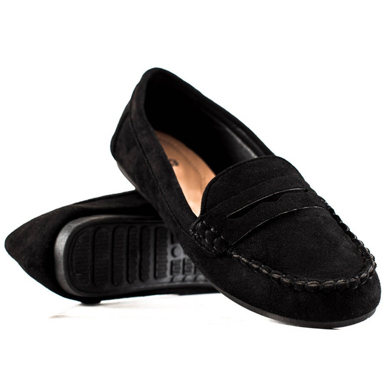 TRENDI Mocassins classiques en daim le noir