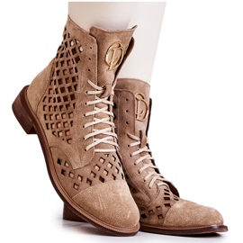 Bottines En Cuir Ajouré Zazoo Camel 2695 brun