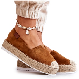 FB2 Espadrilles à enfiler en daim camel Lesley brun