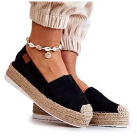 FB2 Espadrilles à enfiler en daim noires Lesley le noir