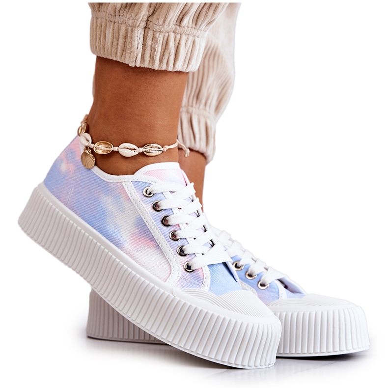 Baskets Basses Sur La Plateforme Bleu-Rose Mischa