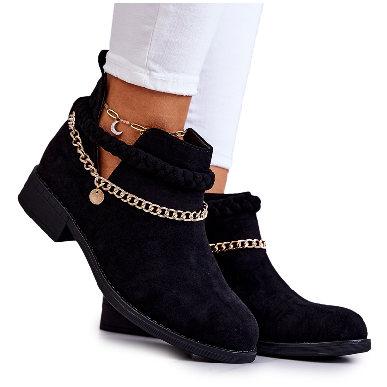 PS1 Bottes noires en daim avec chaîne Talitha le noir