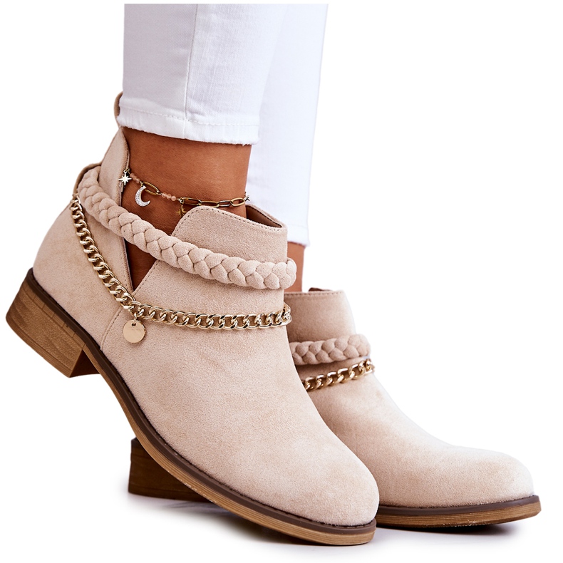 PS1 Boots Daim Avec Chaîne Beige Talitha