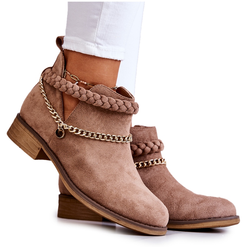 PS1 Bottines En Daim Avec Une Chaîne Marron Talitha brun