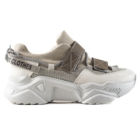 TRENDI Baskets Avec Velcro Mode gris