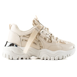 TRENDI Baskets à la mode avec des paillettes beige