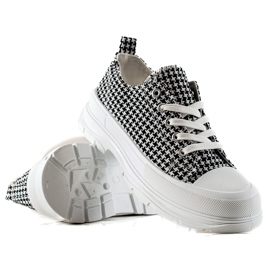 Bona Baskets basses à carreaux blanc noir