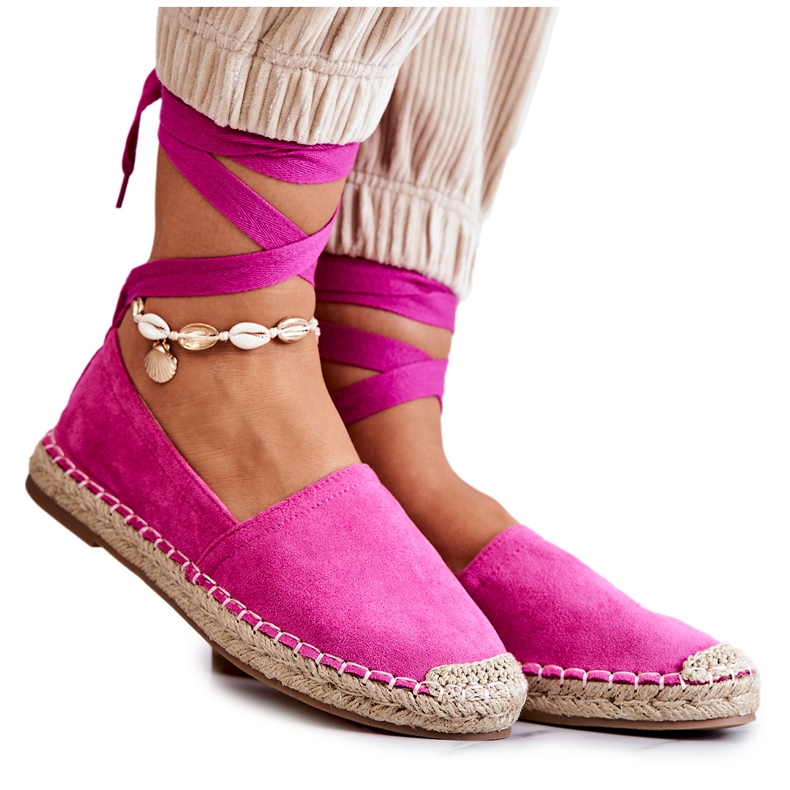 FB1 Espadrilles Daim Nouées Fuchsia Ismanne rose