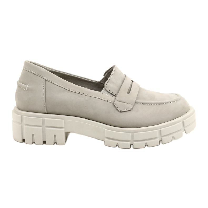 Mocassins en cuir féminin Caprice 24755-28 217 Gray gris