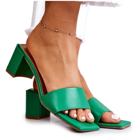 FJ1 Sandales Netty vertes en cuir à talons hauts