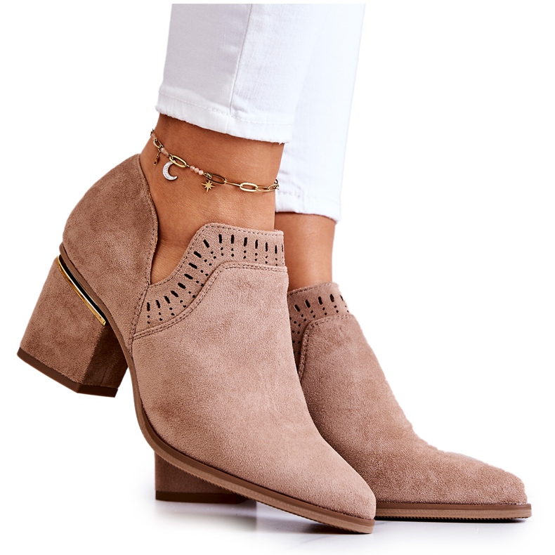 PS1 Santiags ajourées en daim beige foncé Valerie