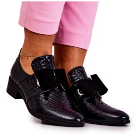 PA2 Chaussures en Cuir Serpent Noir Marleigh