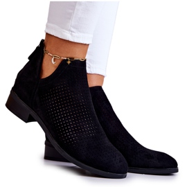 Vinceza Noir Bottines en daim ajourées Shirley noires le noir