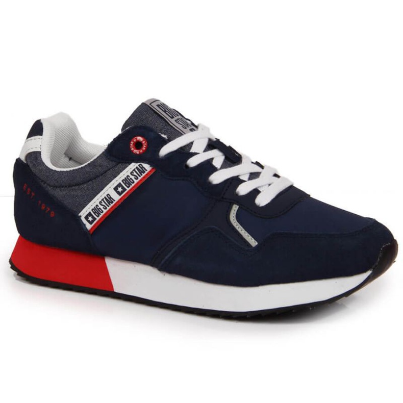 Chaussures de sport en cuir Big Star W JJ274285 bleu marine gris