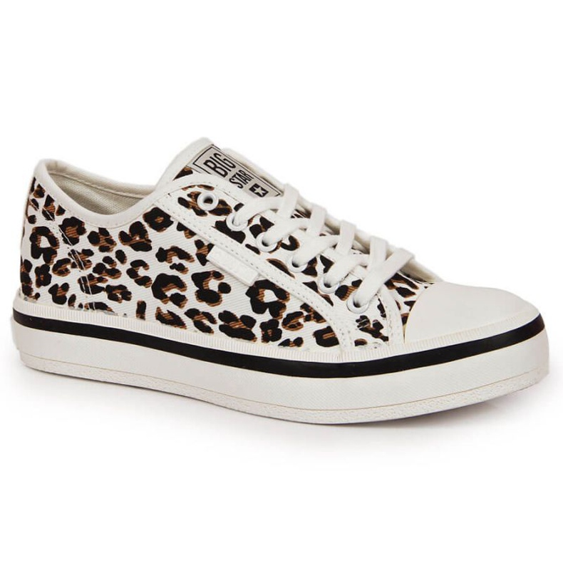 Baskets blanches Big Star W JJ274615 à imprimé léopard brun