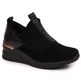 Baskets compensées en cuir Filippo W PAW253A noir le noir
