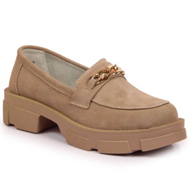 Chaussures en cuir avec chaîne Filippo W PAW252B beige